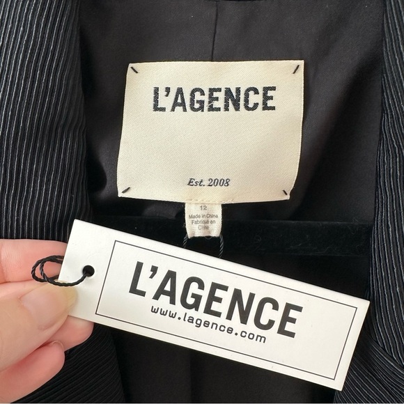 NWT L'AGENCE Brooke Double-Breasted Blazer in Black Rhinestone SZ US 12 - Picture 6 of 9